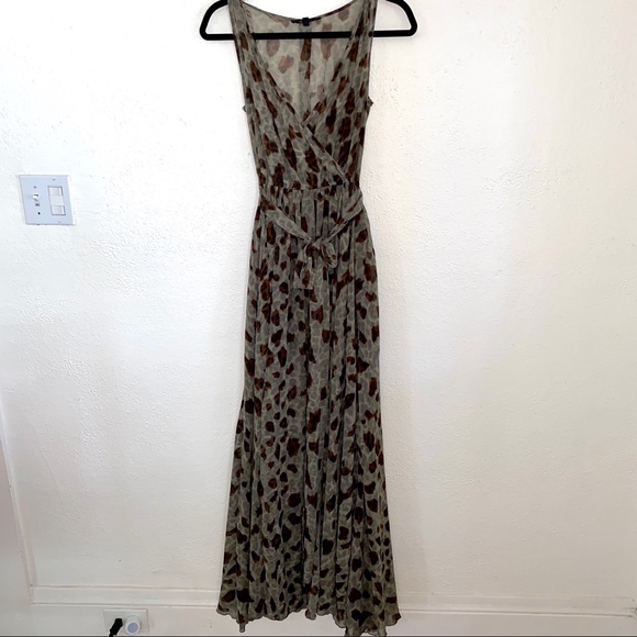 Olivaceous Animal Print Chiffon Faux Belt tie Wrap Maxi Dress 
Mobwife style - Picture 9 of 10
